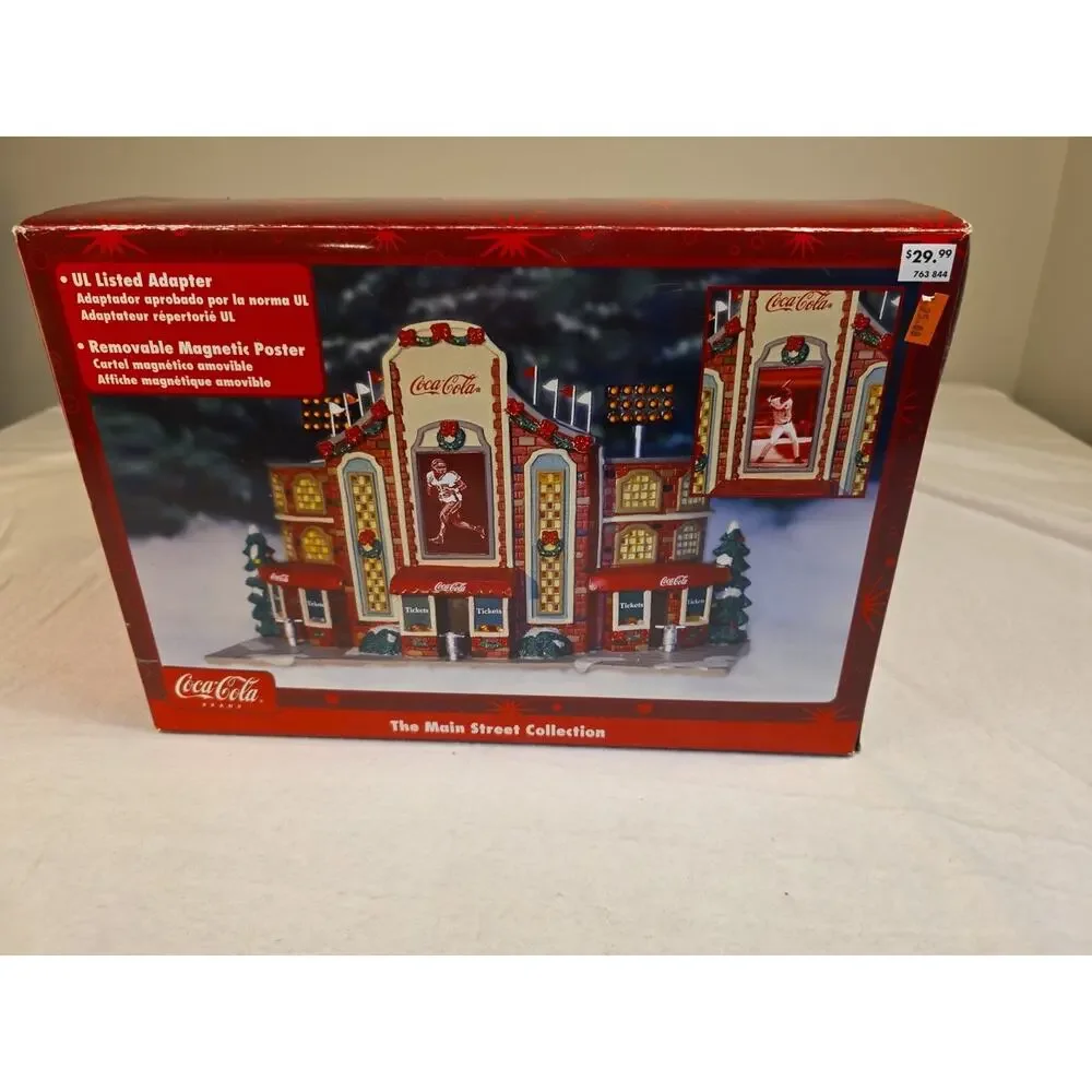 Coca Cola Main Street Collection 2007 Lighted Baseball‎ Football Stadium W/ BOX